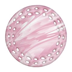 Pastel Pink Feathered Pattern Ornament (round Filigree) by SpinnyChairDesigns