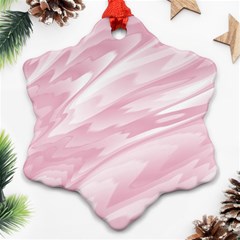 Pastel Pink Feathered Pattern Snowflake Ornament (two Sides) by SpinnyChairDesigns