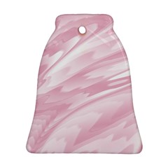 Pastel Pink Feathered Pattern Bell Ornament (two Sides) by SpinnyChairDesigns