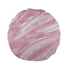 Pastel Pink Feathered Pattern Standard 15  Premium Round Cushions by SpinnyChairDesigns