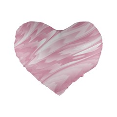 Pastel Pink Feathered Pattern Standard 16  Premium Heart Shape Cushions by SpinnyChairDesigns