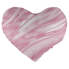 Pastel Pink Feathered Pattern Large 19  Premium Heart Shape Cushions by SpinnyChairDesigns