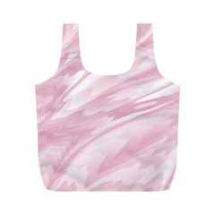 Pastel Pink Feathered Pattern Full Print Recycle Bag (m) by SpinnyChairDesigns