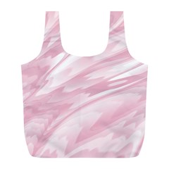 Pastel Pink Feathered Pattern Full Print Recycle Bag (l) by SpinnyChairDesigns