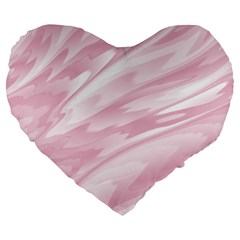 Pastel Pink Feathered Pattern Large 19  Premium Flano Heart Shape Cushions by SpinnyChairDesigns