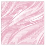 Pastel Pink Feathered Pattern Large Satin Scarf (Square) Front