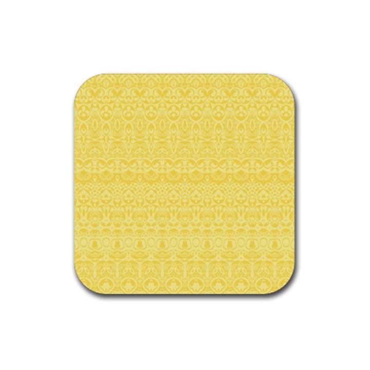 Boho Saffron Yellow Color Rubber Coaster (Square) 