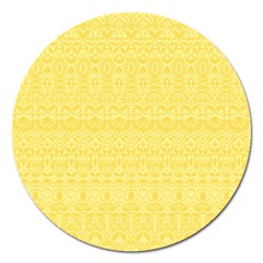 Boho Saffron Yellow Color Magnet 5  (round) by SpinnyChairDesigns