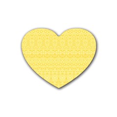 Boho Saffron Yellow Color Rubber Coaster (heart)  by SpinnyChairDesigns