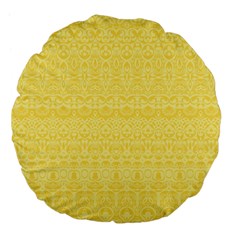 Boho Saffron Yellow Color Large 18  Premium Flano Round Cushions by SpinnyChairDesigns