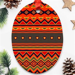 Boho Orange Tribal Pattern Ornament (oval) by SpinnyChairDesigns