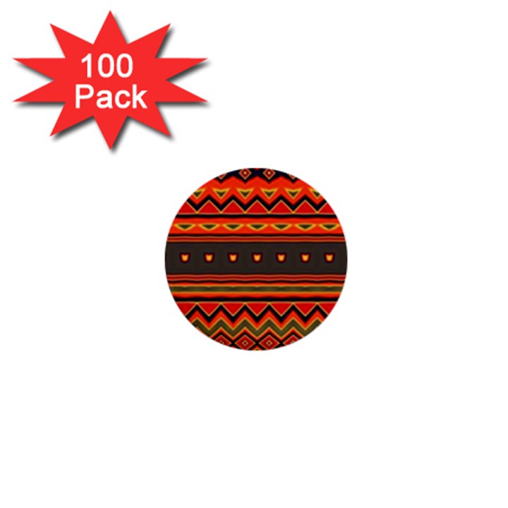 Boho Orange Tribal Pattern 1  Mini Buttons (100 pack) 