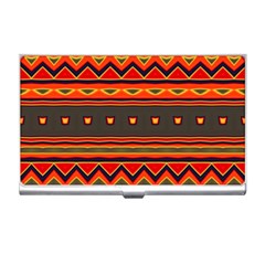 Boho Orange Tribal Pattern Business Card Holder by SpinnyChairDesigns