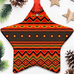 Boho Orange Tribal Pattern Star Ornament (two Sides) by SpinnyChairDesigns