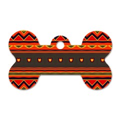 Boho Orange Tribal Pattern Dog Tag Bone (two Sides) by SpinnyChairDesigns