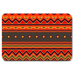 Boho Orange Tribal Pattern Large Doormat  by SpinnyChairDesigns