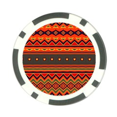 Boho Orange Tribal Pattern Poker Chip Card Guard (10 Pack) by SpinnyChairDesigns