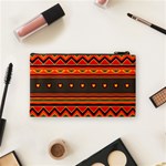 Boho Orange Tribal Pattern Cosmetic Bag (Small) Back