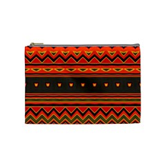 Boho Orange Tribal Pattern Cosmetic Bag (medium) by SpinnyChairDesigns