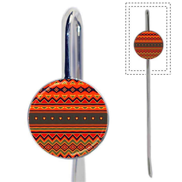 Boho Orange Tribal Pattern Book Mark