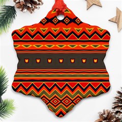 Boho Orange Tribal Pattern Ornament (snowflake) by SpinnyChairDesigns