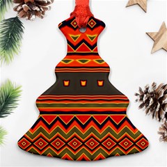 Boho Orange Tribal Pattern Christmas Tree Ornament (two Sides) by SpinnyChairDesigns