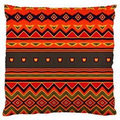 Boho Orange Tribal Pattern Large Cushion Case (two Sides) by SpinnyChairDesigns