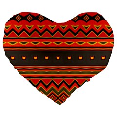 Boho Orange Tribal Pattern Large 19  Premium Heart Shape Cushions