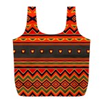 Boho Orange Tribal Pattern Full Print Recycle Bag (L) Front