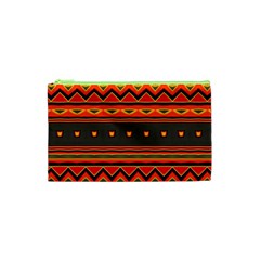 Boho Orange Tribal Pattern Cosmetic Bag (xs) by SpinnyChairDesigns