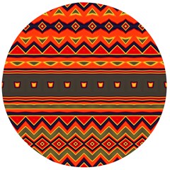 Boho Orange Tribal Pattern Wooden Bottle Opener (Round)