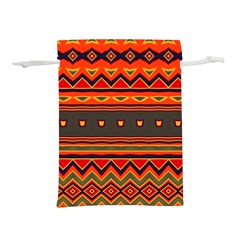 Boho Orange Tribal Pattern Lightweight Drawstring Pouch (m) by SpinnyChairDesigns