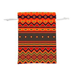 Boho Orange Tribal Pattern Lightweight Drawstring Pouch (l) by SpinnyChairDesigns