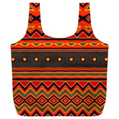 Boho Orange Tribal Pattern Full Print Recycle Bag (xxl) by SpinnyChairDesigns