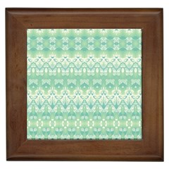 Boho Biscay Green Pattern Framed Tile by SpinnyChairDesigns