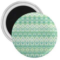 Boho Biscay Green Pattern 3  Magnets by SpinnyChairDesigns