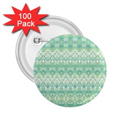 Boho Biscay Green Pattern 2 25  Buttons (100 Pack)  by SpinnyChairDesigns