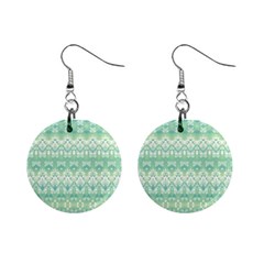 Boho Biscay Green Pattern Mini Button Earrings by SpinnyChairDesigns