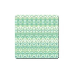 Boho Biscay Green Pattern Square Magnet by SpinnyChairDesigns