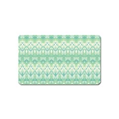 Boho Biscay Green Pattern Magnet (name Card) by SpinnyChairDesigns