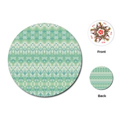 Boho Biscay Green Pattern Playing Cards Single Design (round) by SpinnyChairDesigns