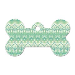 Boho Biscay Green Pattern Dog Tag Bone (one Side) by SpinnyChairDesigns