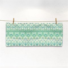 Boho Biscay Green Pattern Hand Towel by SpinnyChairDesigns