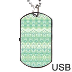 Boho Biscay Green Pattern Dog Tag Usb Flash (two Sides) by SpinnyChairDesigns