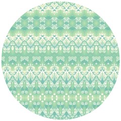 Boho Biscay Green Pattern Wooden Puzzle Round by SpinnyChairDesigns