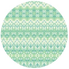 Boho Biscay Green Pattern Wooden Bottle Opener (round) by SpinnyChairDesigns