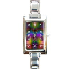 Abstract Psychedelic Pattern Rectangle Italian Charm Watch by SpinnyChairDesigns