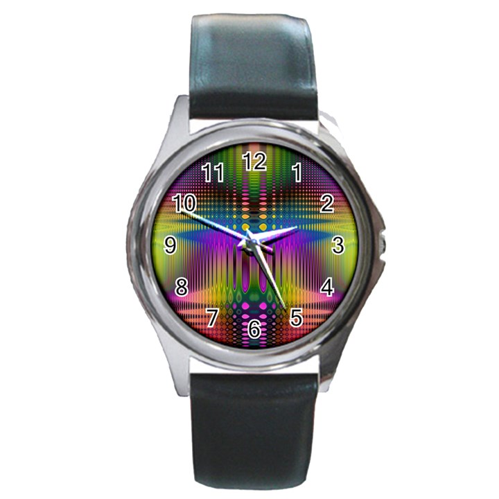 Abstract Psychedelic Pattern Round Metal Watch