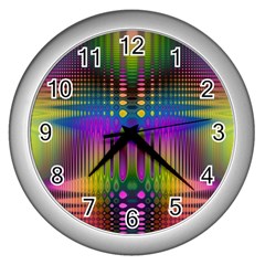 Abstract Psychedelic Pattern Wall Clock (silver) by SpinnyChairDesigns