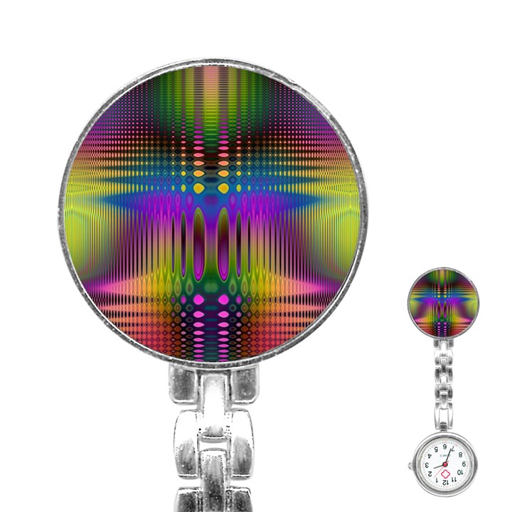 Abstract Psychedelic Pattern Stainless Steel Nurses Watch